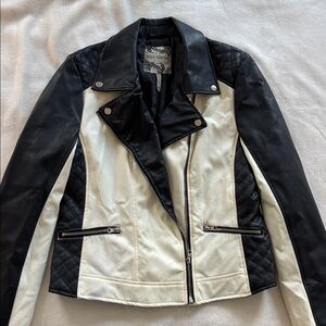 Body Central Black and Cream Leather Jacket